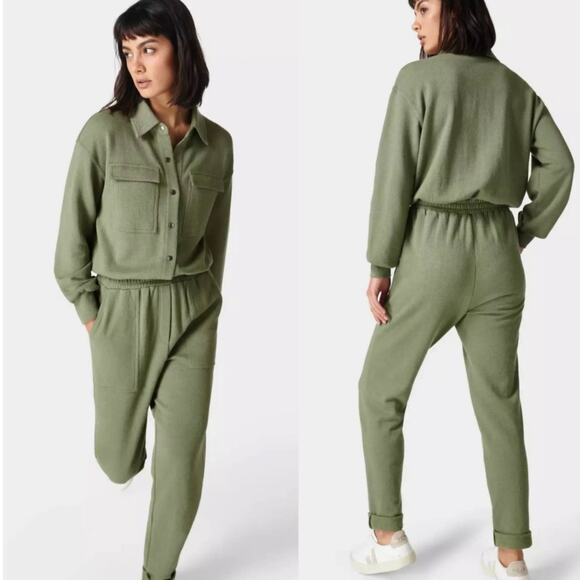 Sweaty Betty Nestle up Boilersuit Jumpsuit Moss green Size 8 M D1